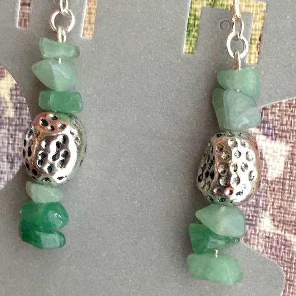 Stacked Purity - Aquamarine stacked dangle drop earring sterling siver hooks - Picture 1 of 4